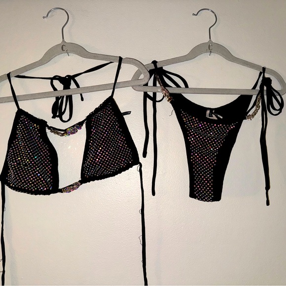 Fashion Nova, black rhinestone two piece bikini , size small - Picture 1 of 6